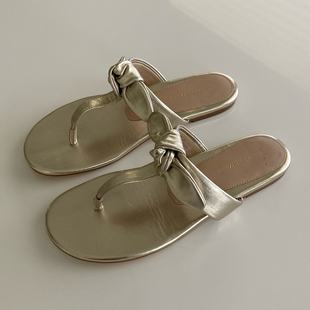 Stuart Weitzman Sandals Flats Light Gold New